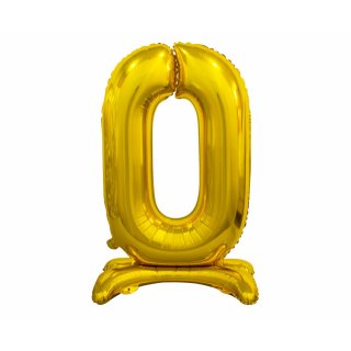 Foliový balón "stojící" číslo 0 - zlatý, 38 cm