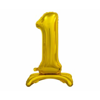 Fóliový balónek ČÍSLICE 1, stojací pouze na vzduch - zlatá barva, 74cm (zn. Godan)