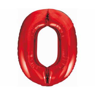 Foliový balón - číslice "0", červená