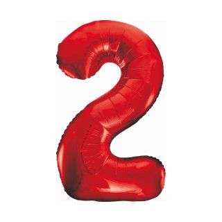 Foliový balón - číslice "2", červená