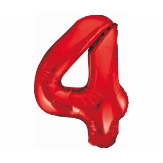 Foliový balón - číslice "4", červená