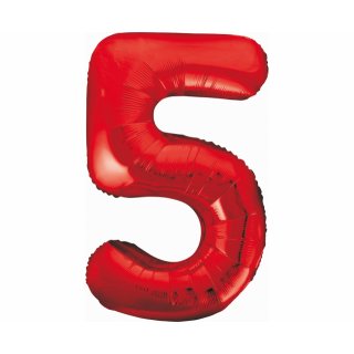 Foliový balón - číslice "5", červená