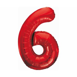 Foliový balón - číslice "6", červená