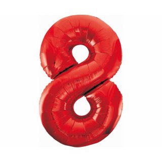 Foliový balón - číslice "8", červená
