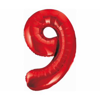 Foliový balón - číslice "9", červená