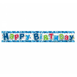 Narozeninový banner Happy Birthday, modrá barva, délka 1.8m (zn. Godan)