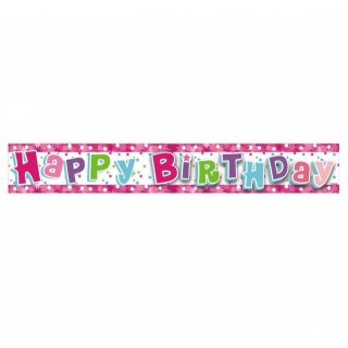 Girlanda "Happy Birthday"růžová, 1,8m