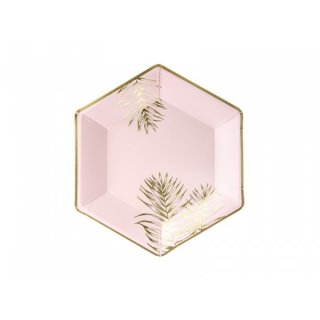 Papírový talířek růžový se zlatým, 23 cm