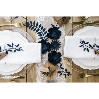 Papírové ozdoby Květiny, tmavě modrá - set 12ks (zn. PartyDeco)