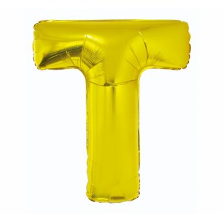 Fóliový balón písmeno T - zlatá barva, velikost 85cm (zn. Godan)