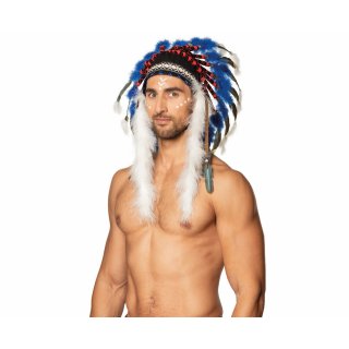 Velká indiánská čelenka - modrá