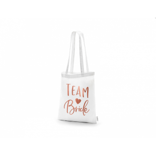 Látková taška TEAM bride, rosegold barva, rozměr 39x42cm (zn. PartyDeco)