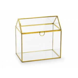 Skleněný BOX na přání a peníze, 13x21x21cm (zn. PartyDeco)