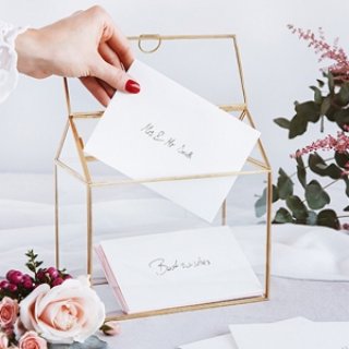 Skleněný BOX na přání a peníze, 13x21x21cm (zn. PartyDeco)