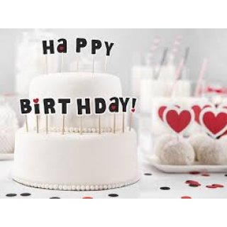 Zapichovací nápis Happy Birthday, mix - 9.2cm (zn. PartyDeco)