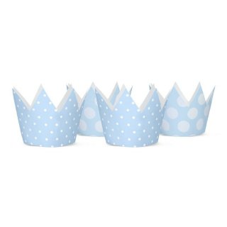Papírové korunky, modré s puntíky, set 4ks (zn. PartyDeco)