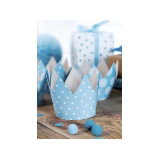 Papírové korunky, modré s puntíky, set 4ks (zn. PartyDeco)