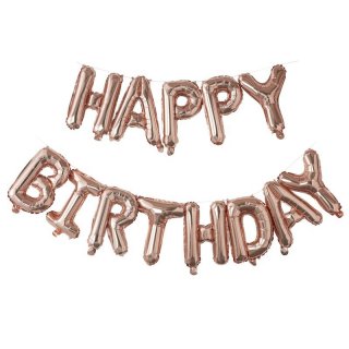 Foliové balonky, nápis "Happy birthday", růžový