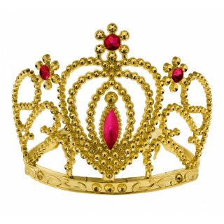 Korunka s rubíny - výška 9cm, průměr 11.5cm, zlatá barva (zn. Godan)