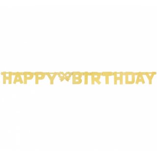 Závěsný banner Happy Birthday  - zlatá barva, délka 160cm (zn. Godan)