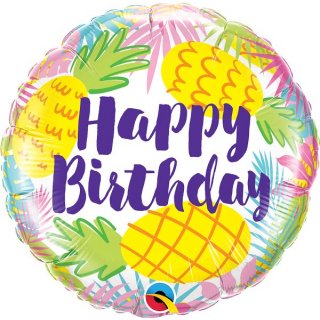 Fóiový balónek ANANAS Happy Birthday (zn. Qualatex)