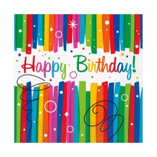 Ubrousky Happy Birthday - barevné, rozměr 33x33cm, set 20ks (zn. UNIQUE)