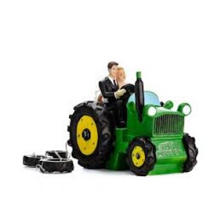 Dortová figurka Novomanželé na traktoru, 11cm (zn. PartyDeco)
