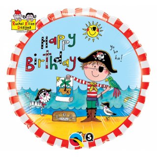 Fóliový balónek Happy Birthday Pirát, 46 cm (zn. Qualatex)
