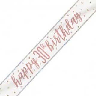 Závěsný banner Happy Birthday 30. narozeniny, metalický, délka 274cm (zn. UNIQUE)