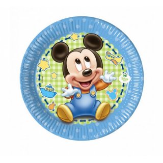 Papírové talířky "Mickey Mouse" - 19,5 cm, 8 ks