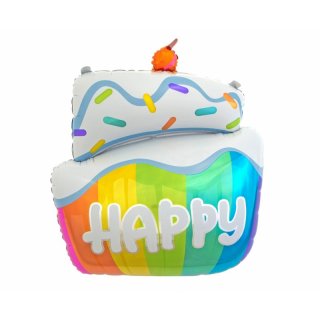 Fóliový balónek, dort, nápis "Happy"