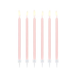 Narozeninové svíčky růžové, 12 ks, 14cm