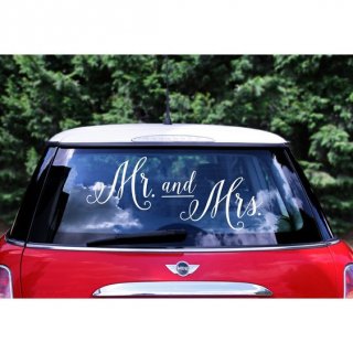 Svatební nálepka na auto - Mr and Mrs