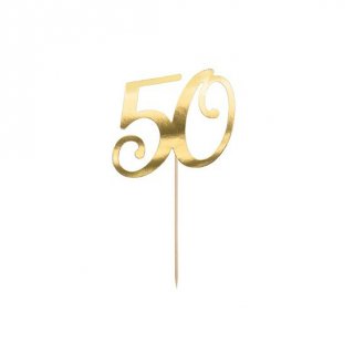 Zápich na dortu '' 50'' zlatá, 21 cm
