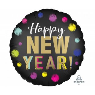 Fóliový balónek 46 cm "Happy New Year" s puntíky