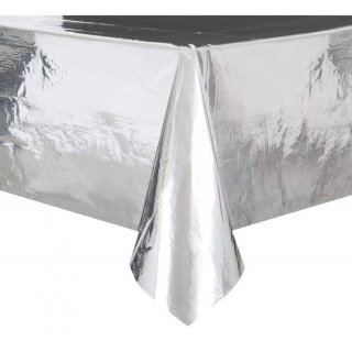 Ubrus fóliový, stříbrný, lesklý 137x213 cm