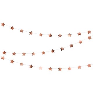 Hvězdná girlanda, růžovo-zlatá, 3,6m