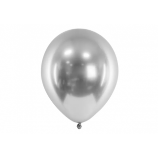 Lesklé balónky 30cm, stříbrné - 50ks