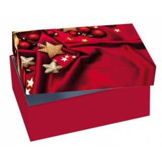 Dárková krabička vánoční D3 - 200 x 120 x 100 mm - červená- ozdoby