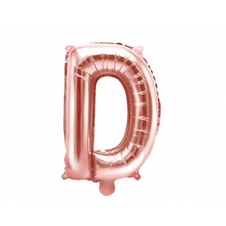 Fóliový balónek písmeno 'D', 35cm, růžové zlato