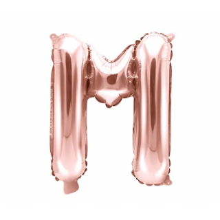 Fóliový balónek písmeno 'M', 35cm, růžové zlato