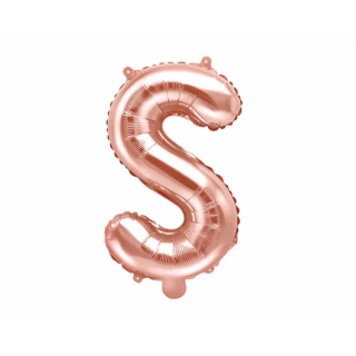 Fóliový balónek písmeno 'S', 35cm, růžové zlato