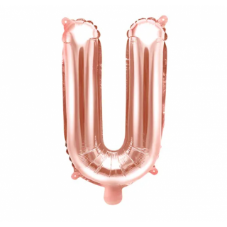 Fóliový balónek písmeno 'U', 35cm, růžové zlato