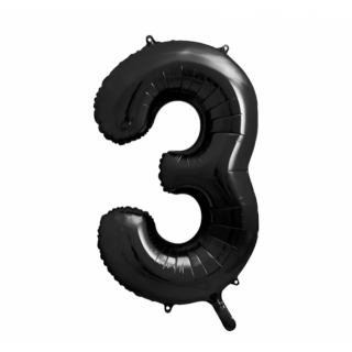 Fóliový balónek Číslo ''3'', 86cm, černý