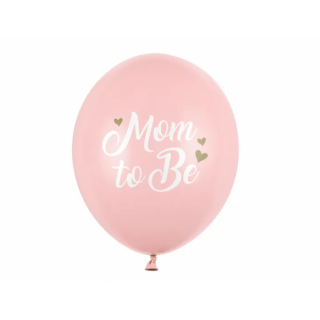 Balónky 30 cm, Mom to Be, pastelově světle růžová, set 6 ks