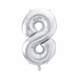 Fóliový balón 86 cm, stříbrný, číslo 8