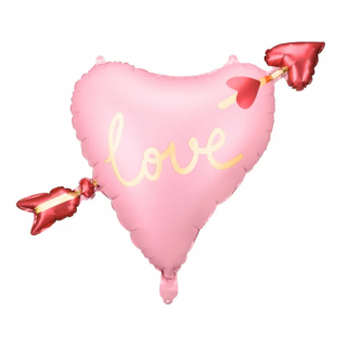 Fóliový balónek srdce se šipkou "Amorový šíp"