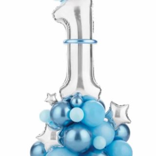 Balónkový set pro 1. narozeniny chlapečka, modrá, 90x140cm