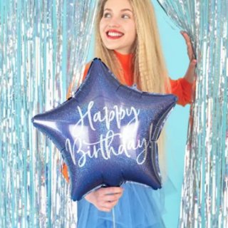 Fóliový balónek Happy Birthday, 40 cm, tmavě modrá