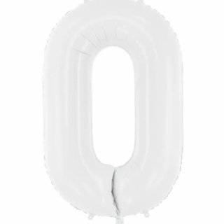 Fóliový balon Číslo ''0'', 86 cm, bílý